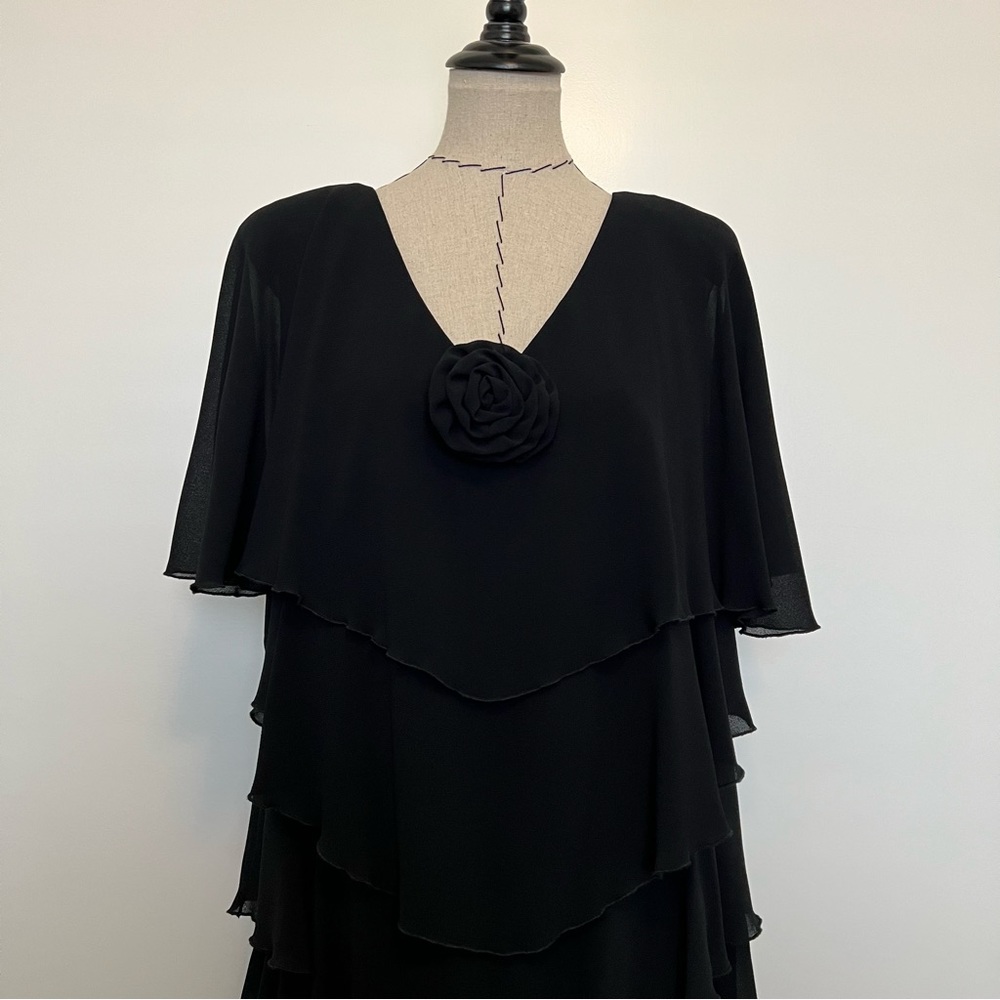 CK Boutique black tiered v neck dress
